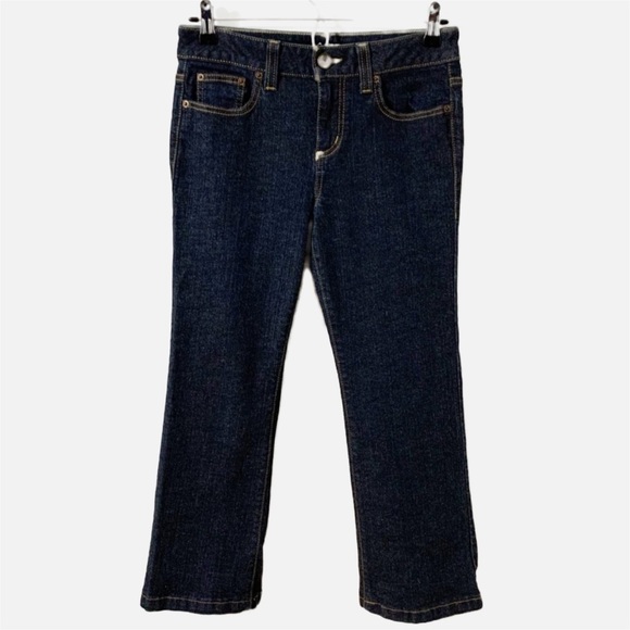 DKNY Jeans Petites Soho Jean Bootcut Dark Wash Denim Jeans Button Zipper Size 6P - Picture 1 of 9
